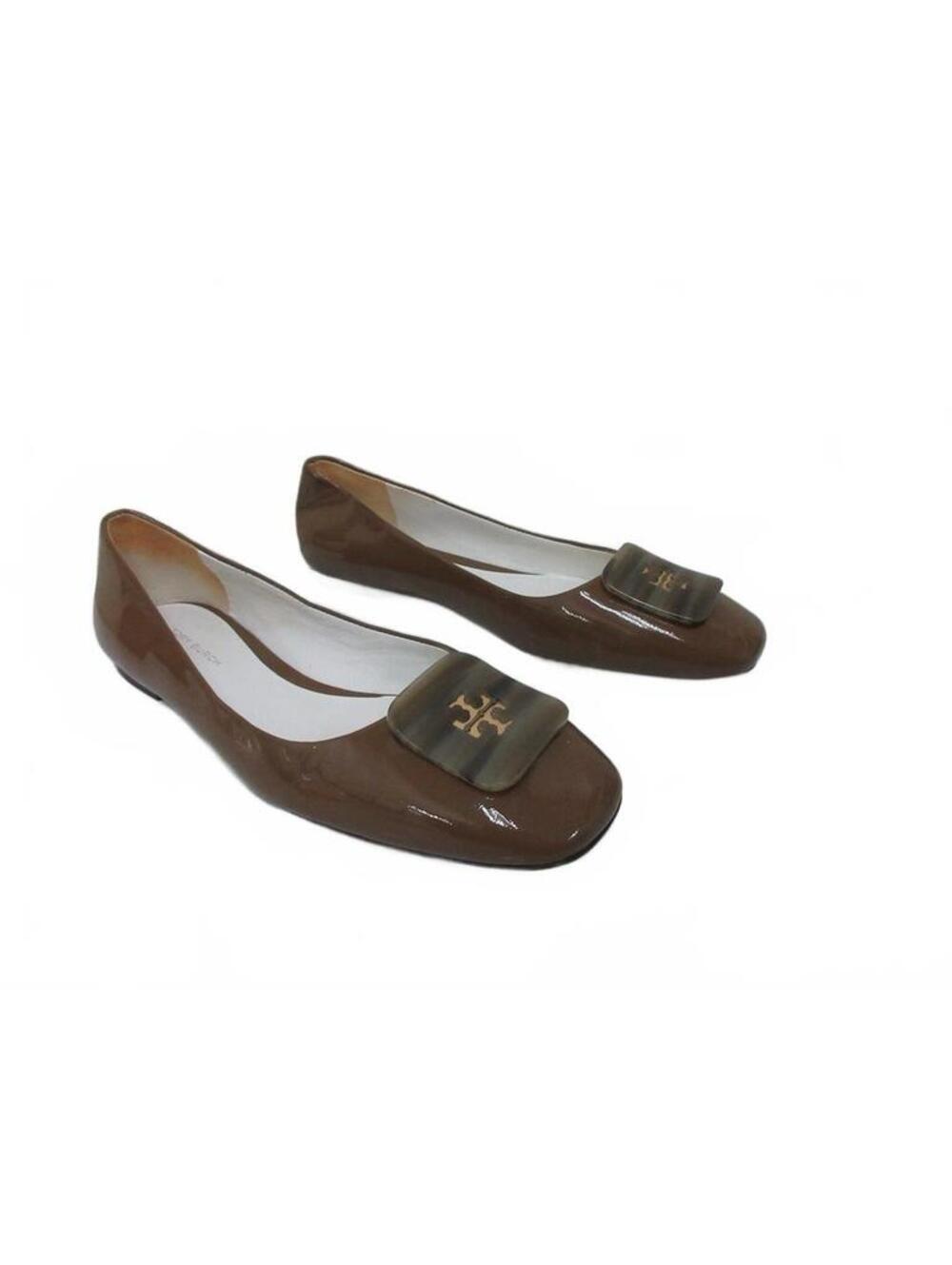 Tory Burch Georgia Almond Oats Patent Leather Ballet Flats Ladies 7.5M W COA